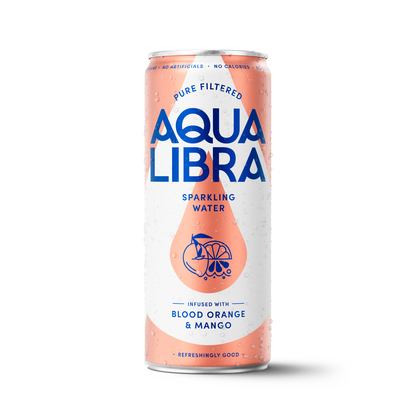 Aqua Libra Blood Orange & Mango Sparkling Water Can 330ml (24 Pack)