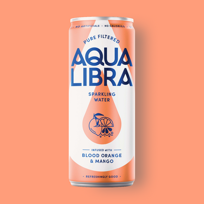 Aqua Libra Blood Orange & Mango Sparkling Water Can 330ml (24 Pack)