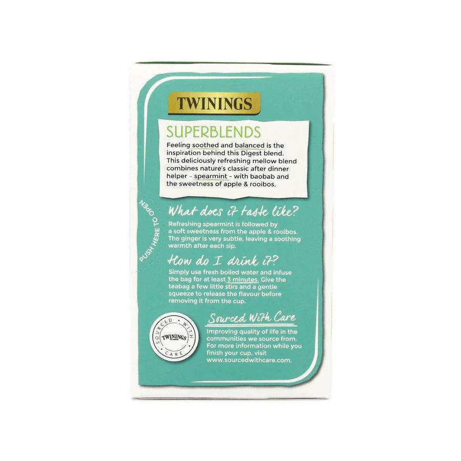 Twinings Tea: Superblends Digest Spearmint Apple & Rooibos with Baobab Envelope Tea Bags - 20 Bags - Vending Superstore