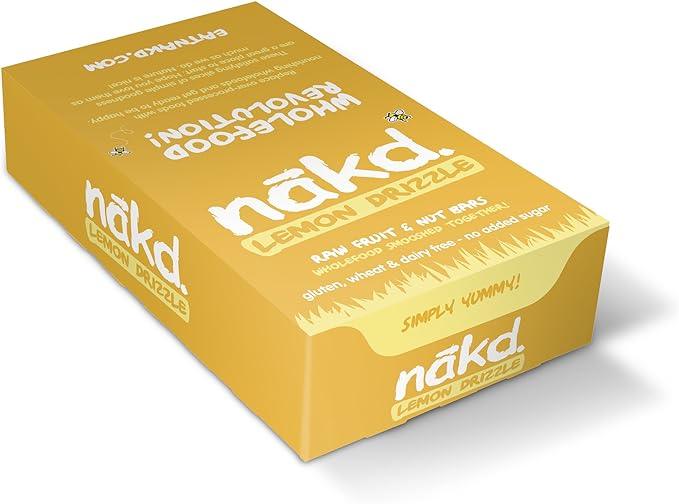 Nakd Lemon Drizzle Natural Fruit & Nut Bars - Vegan - Healthy Snack - Gluten Free - 35g x 18 bars - Vending Superstore