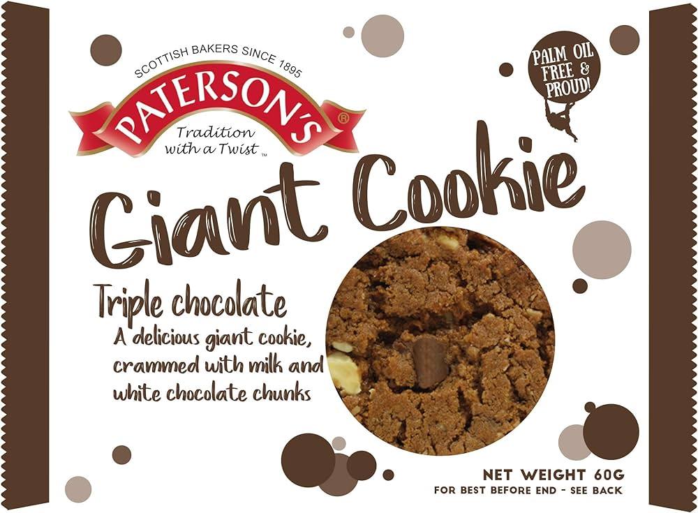 Patersons Giant Cookies - Triple Chocolate - 18 x 60g - Vending Superstore