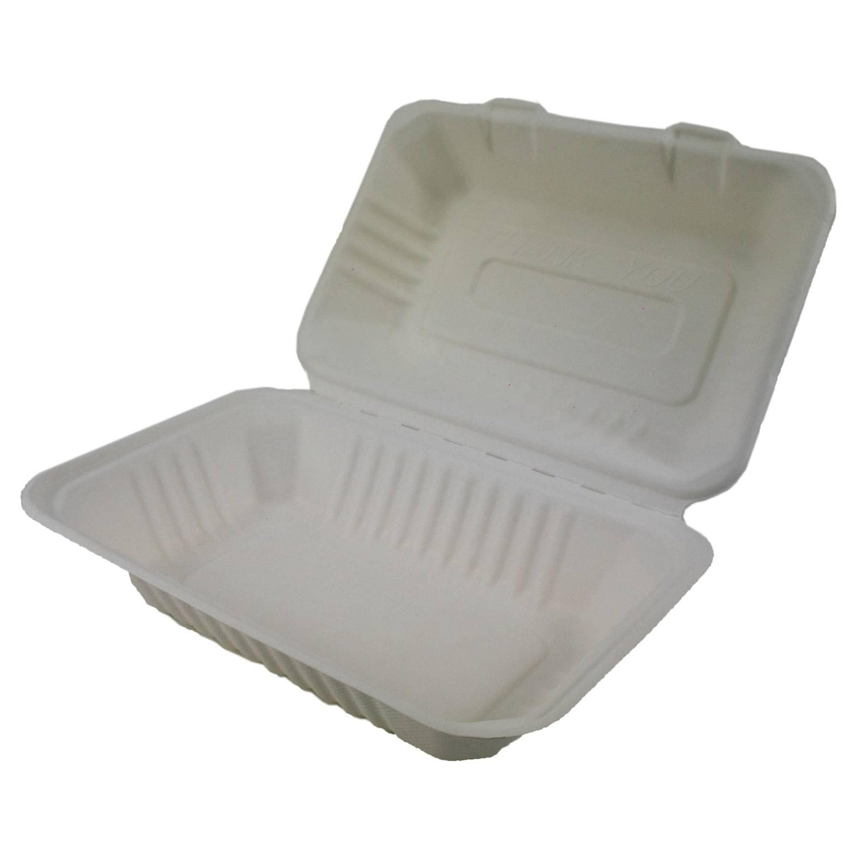 Edenware - Bagasse Clamshell Large Meal Boxes - Takeaway Food Packaging - 9" x 6" - Pack of 125 - Vending Superstore