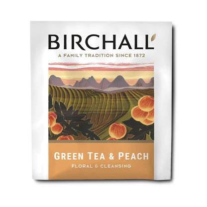 Birchall Tea - Individually Wrapped Green Tea & Peach Envelope Tea Bags (Box of 25)