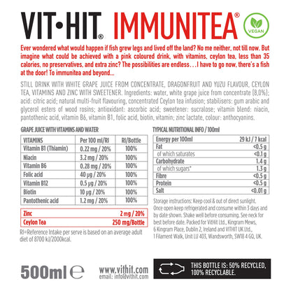 Vit-Hit Immunitea: Dragonfruit+Yuzu - 500ml (Pack of 12)