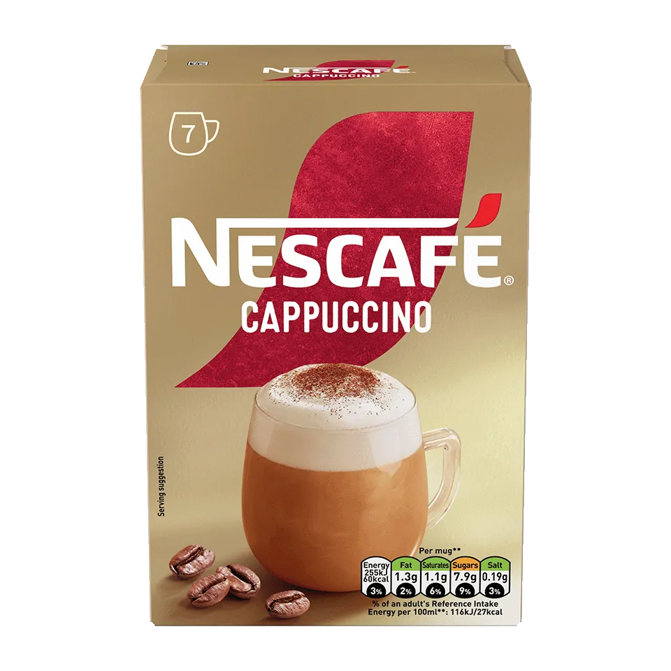 Nescafe Cappuccino Instant Coffee Sachets - Pack of 7