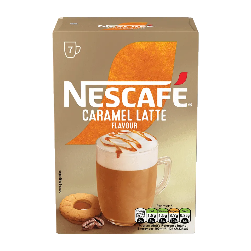 Nescafe Caramel Latte Instant Coffee Sachets - Pack of 7