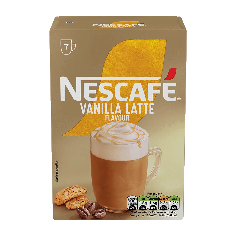 Nescafe Vanilla Latte Instant Coffee Sachets - Pack of 7