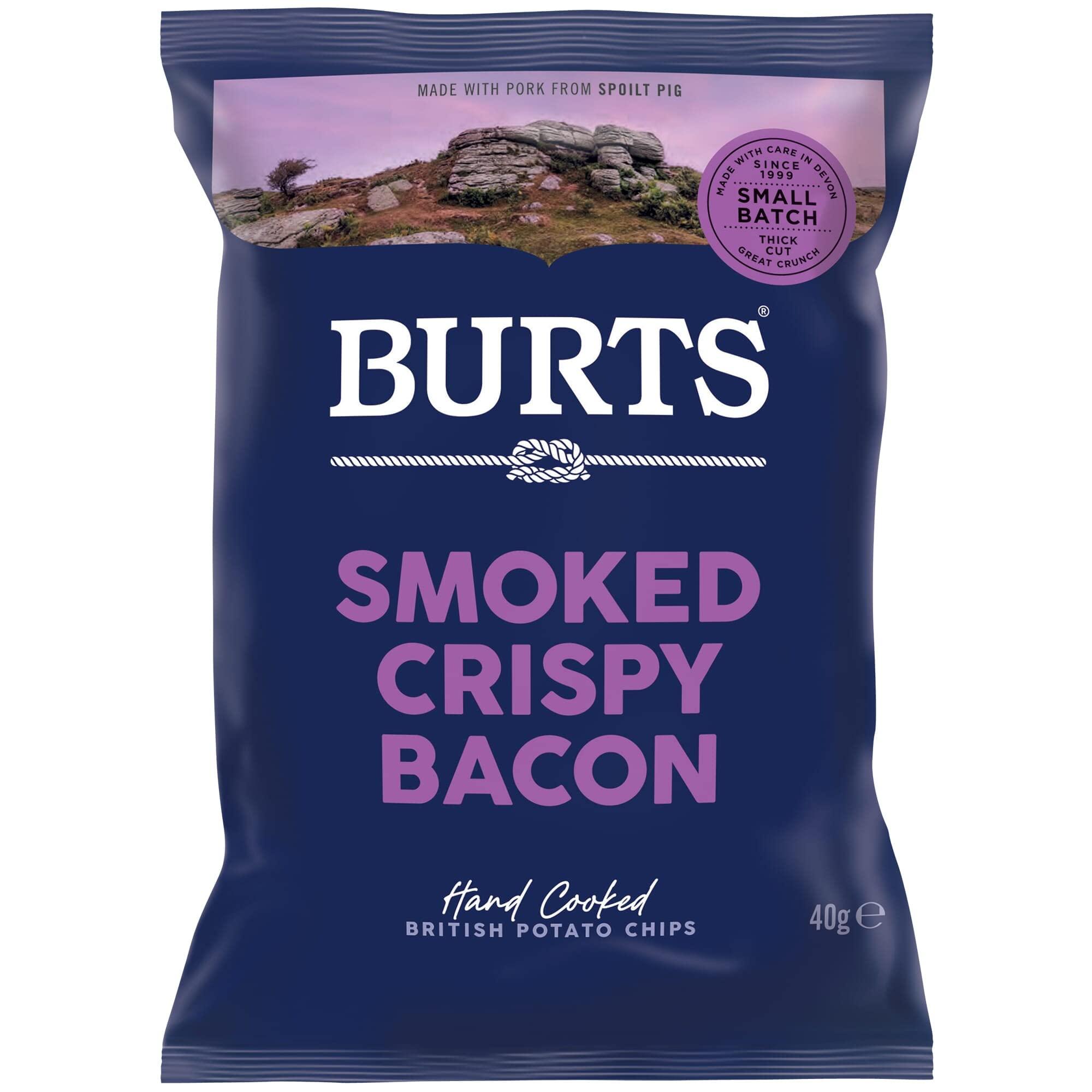 Burts Smoked Crispy Bacon Crisps 40g (20 Pack) - Vending Superstore