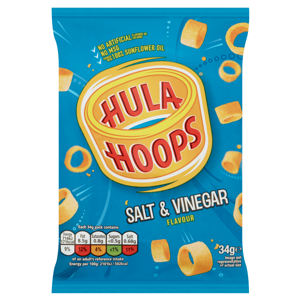 Kp Hula Hoops Salt & Vinegar - 32 x 34g - Vending Superstore
