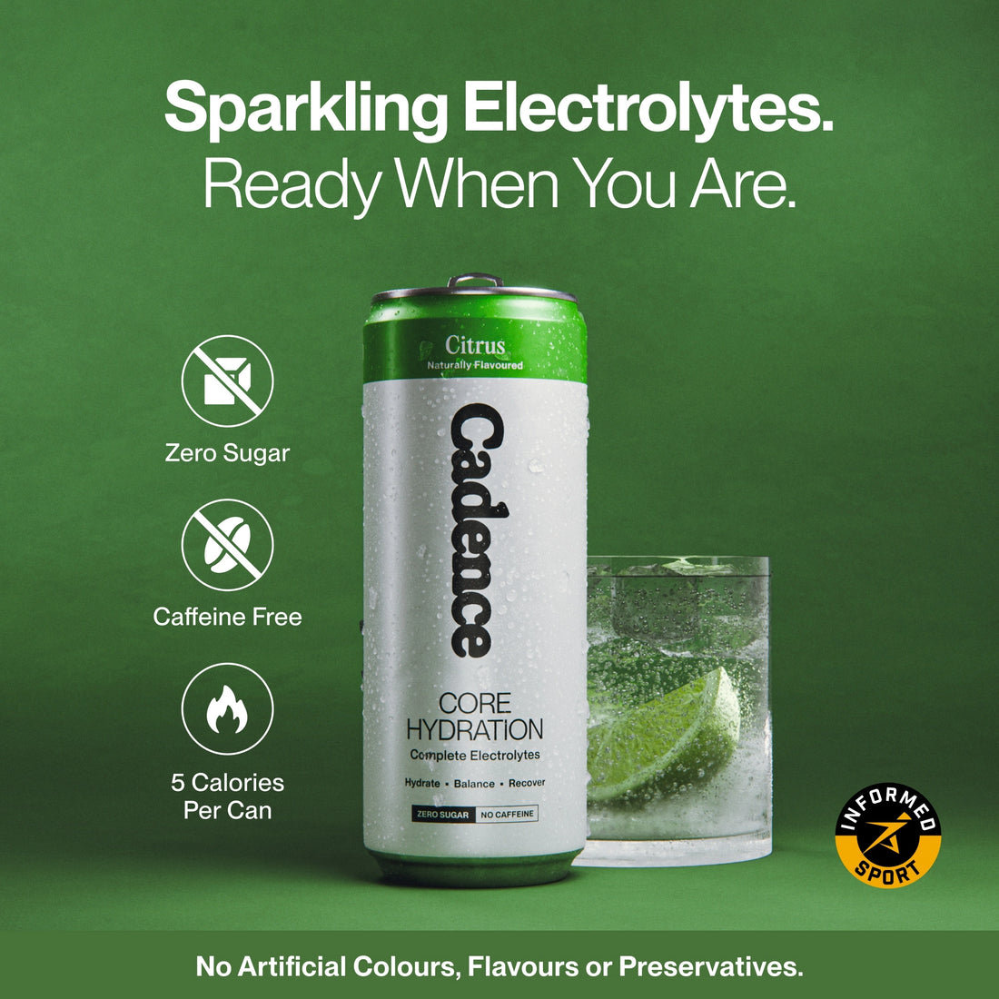 Cadence Citrus Zero Sugar Electrolyte Drink 330ml - Case of 12