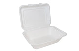 Edenware - Bagasse Clamshell Regular Meal Boxes - Takeaway Food Packaging - 7" x 5" - Pack of 125 - Vending Superstore