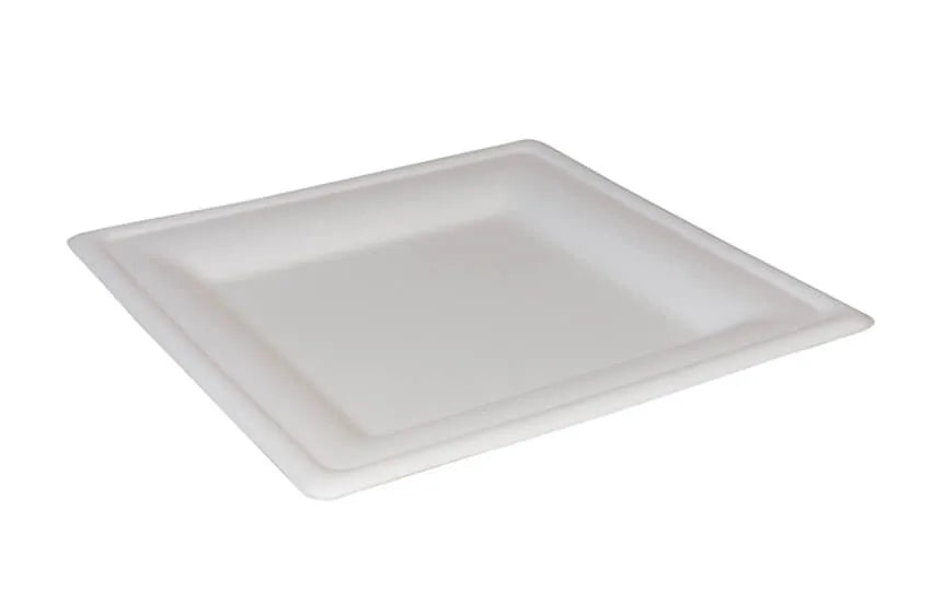 15cm Small Bagasse Biodegradable Strong Paper Plate Square (125 Pack) - Vending Superstore