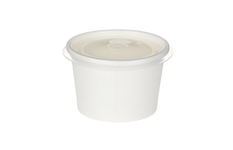 White Paper Takeaway Portion Pot and Lid Combi - Ideal for Chip Shops - Microwaveable - 4oz or 7oz (Pack of 250)