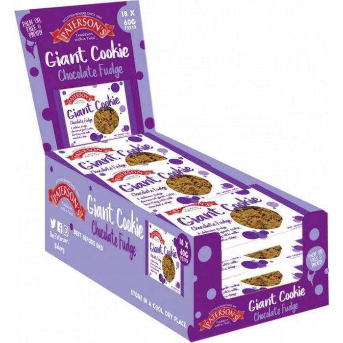 Patersons Giant Cookies - Chocolate Fudge - 18 x 60g - Vending Superstore