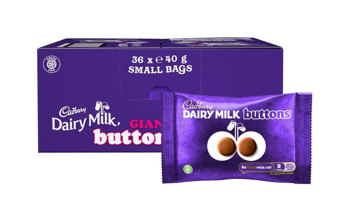 Cadbury Giant Milk Chocolate Buttons - (Pack of 36x40g - Full Case) - Vending Superstore