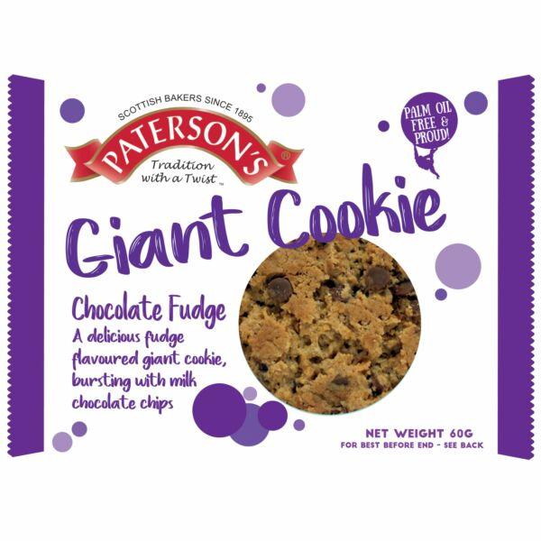 Patersons Giant Cookies - Chocolate Fudge - 18 x 60g - Vending Superstore