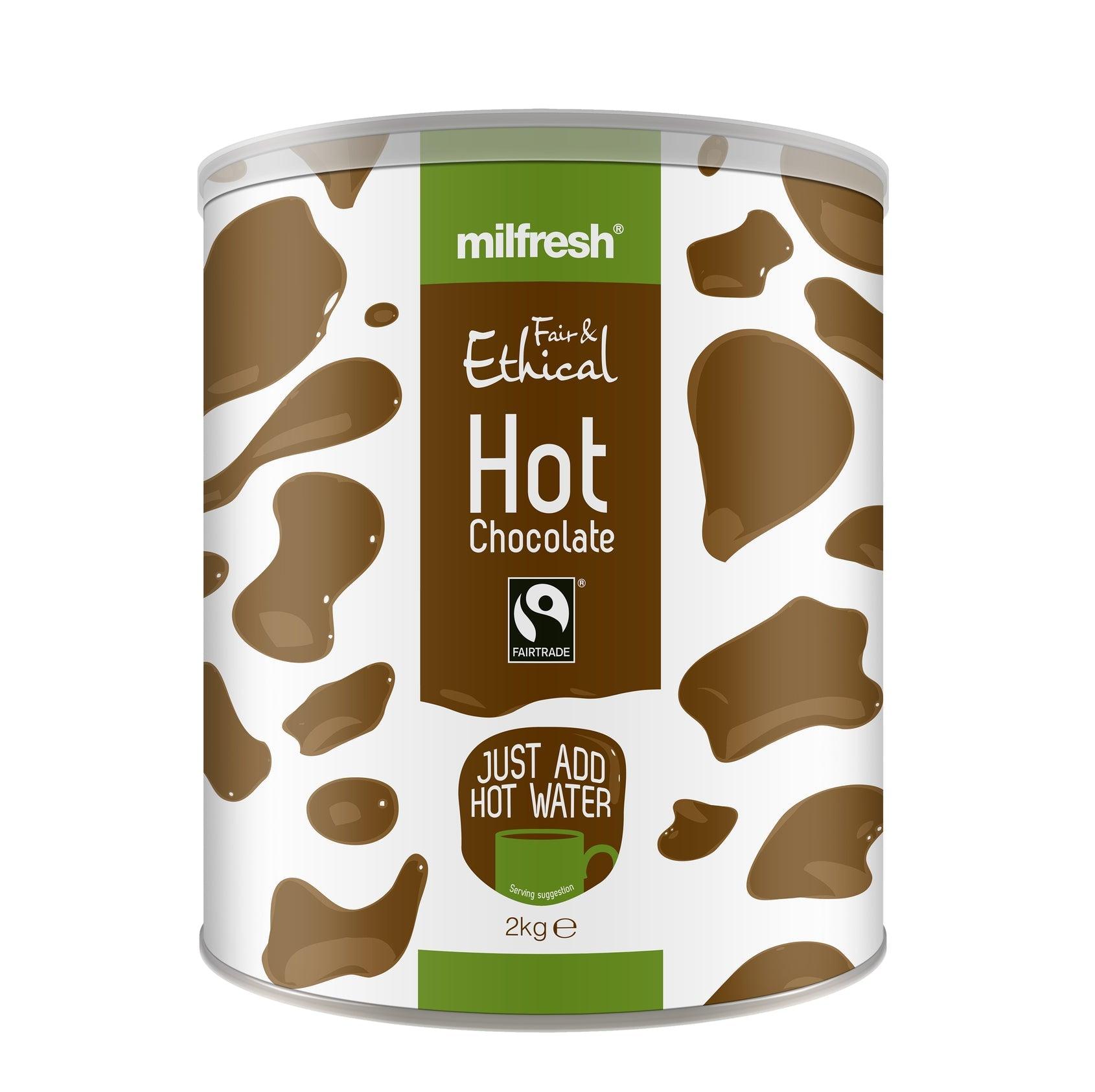 Milfresh Fair & Ethical Instant Hot Chocolate 2kg Tin (Add Hot Water) - Vending Superstore