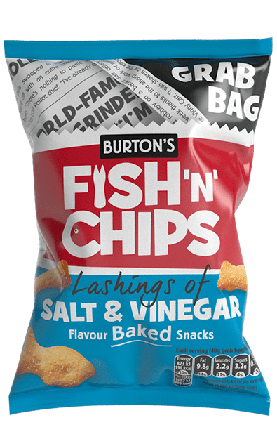 Burtons Fish 'N' Chips Salt & Vinegar Grab Bag 40g (Box of 30)