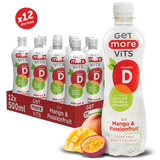 Get More Vits - Vitamin D Still Mango & Passionfruit 500ml (12 Pack)