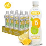 Get More Vits - Vitamin D Pineapple & Grapefruit Sparkling Drink 500ml (12 Pack)
