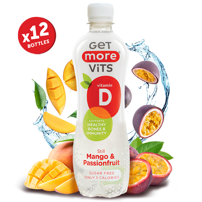 Get More Vits - Vitamin D Still Mango & Passionfruit 500ml (12 Pack)