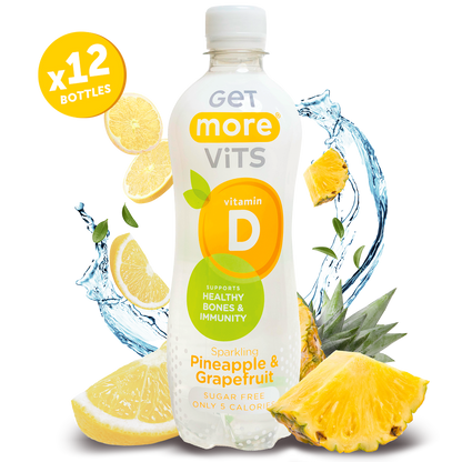 Get More Vits - Vitamin D Pineapple & Grapefruit Sparkling Drink 500ml (12 Pack)