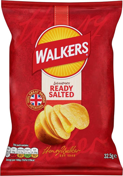 Walkers Crisps: Ready Salted - 32.5g (Box of 32)