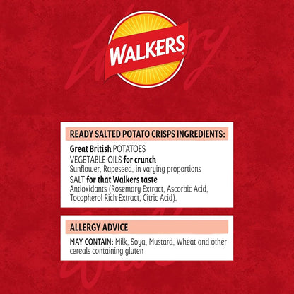 Walkers Crisps: Ready Salted - 32.5g (Box of 32)