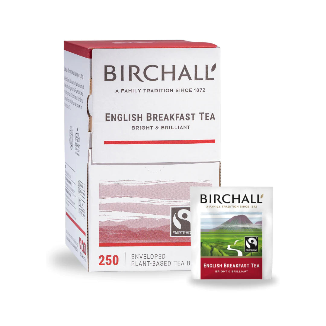 Birchall Tea - English Breakfast - Individually Wrapped Envelope Tea Bags (Fairtrade & Rainforest Alliance - (Box of 250)