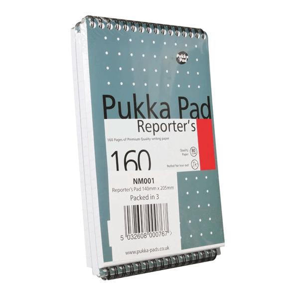 Pukka Pad Wirebound Metallic Reporter''s Shorthand Notepad 160 Pages 205x140mm (Pack of 3) - Vending Superstore