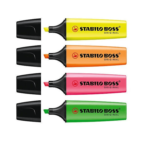 Stabilo Boss Original Highlighter Assorted (Pack of 4) - Vending Superstore