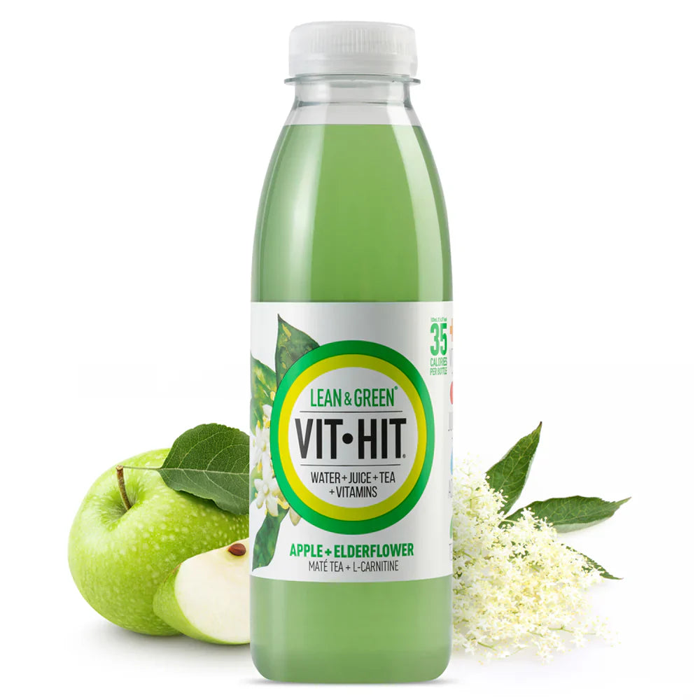 Vit-Hit Lean & Green: Apple+Elderflower - 500ml (Pack of 12)