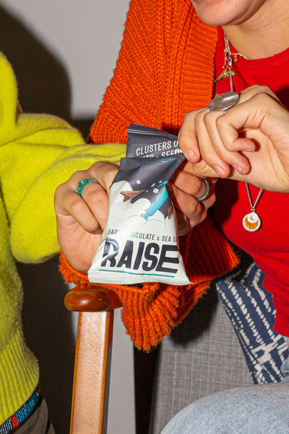 Raise Snacks Dark Chocolate & Sea Salt Clusters of Nuts & Seeds - 35g (Pack of 12)