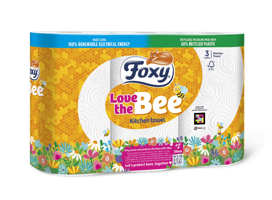 Foxy -  3 Ply Kitchen Towel - Pack of 3 - Love The Bee