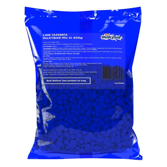 Milkybar Mix-In White Chocolate Chips Bulk Bag For Desserts - 400g / BEST BEFORE - 09/2025