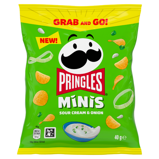 Pringles Minis Sour Cream & Onion Potato Crisps - 40g (Box of 28)