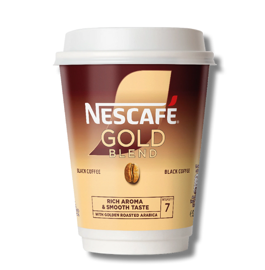 Nescafe & Go - Gold Blend Black Coffee - 12oz Foil Sealed Drinks (Pack of 8 Cups)