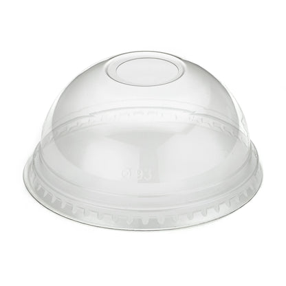 12oz Cold Cup Domed Lids with Straw Hole - rPET Smoothie Lids - Case of 1000