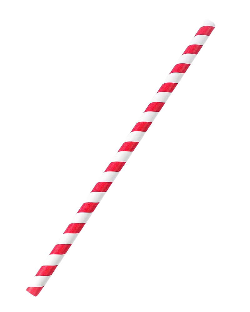 Biodegradable Red & White Paper Straws 8inch - 6mm Diameter (Pack of 250)