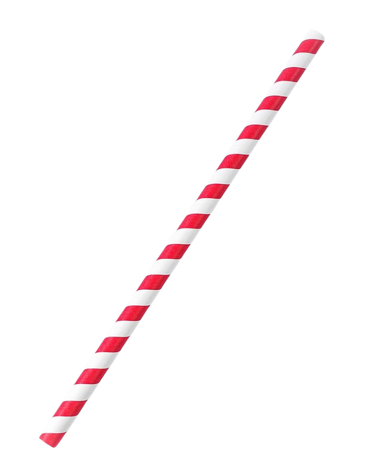 Biodegradable Red & White Paper Straws 8inch - 6mm Diameter (Pack of 250)