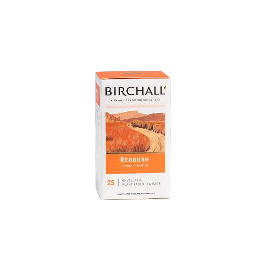 Birchall Redbush tea box on a white background