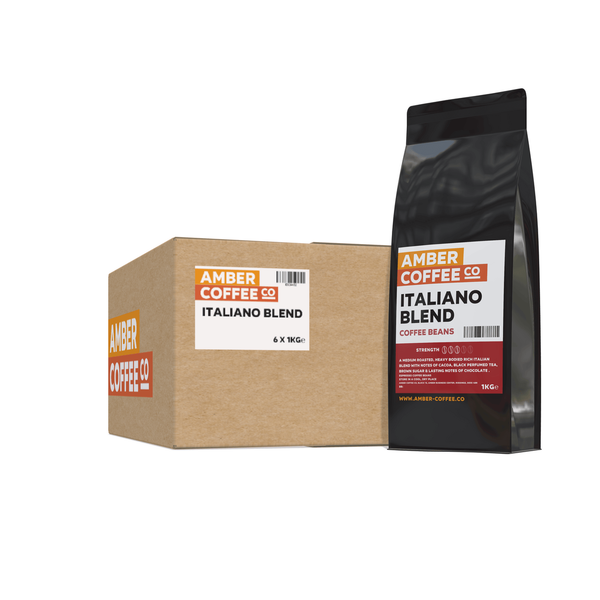 Amber Coffee Co - Italiano Blend - Premium Coffee Beans (Full Case or 1KG Bags) - Vending Superstore