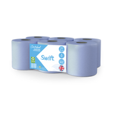 Swift Blue Economy Embossed 2 Ply Essential Centrefeed Paper Rolls Blue (Pack of 6)