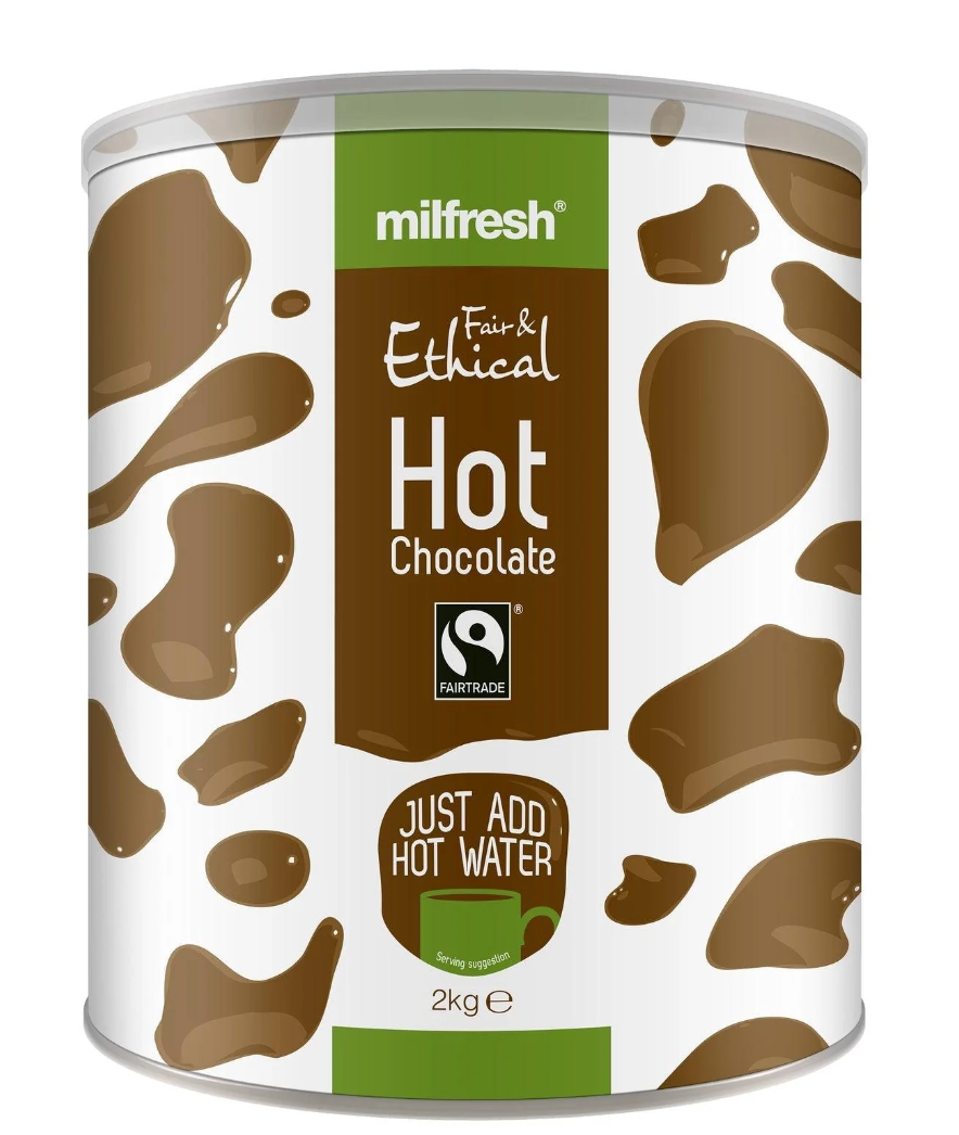 Milfresh Fair & Ethical Instant Hot Chocolate 2kg Tin (Add Hot Water) - BEST BEFORE MAY 2024