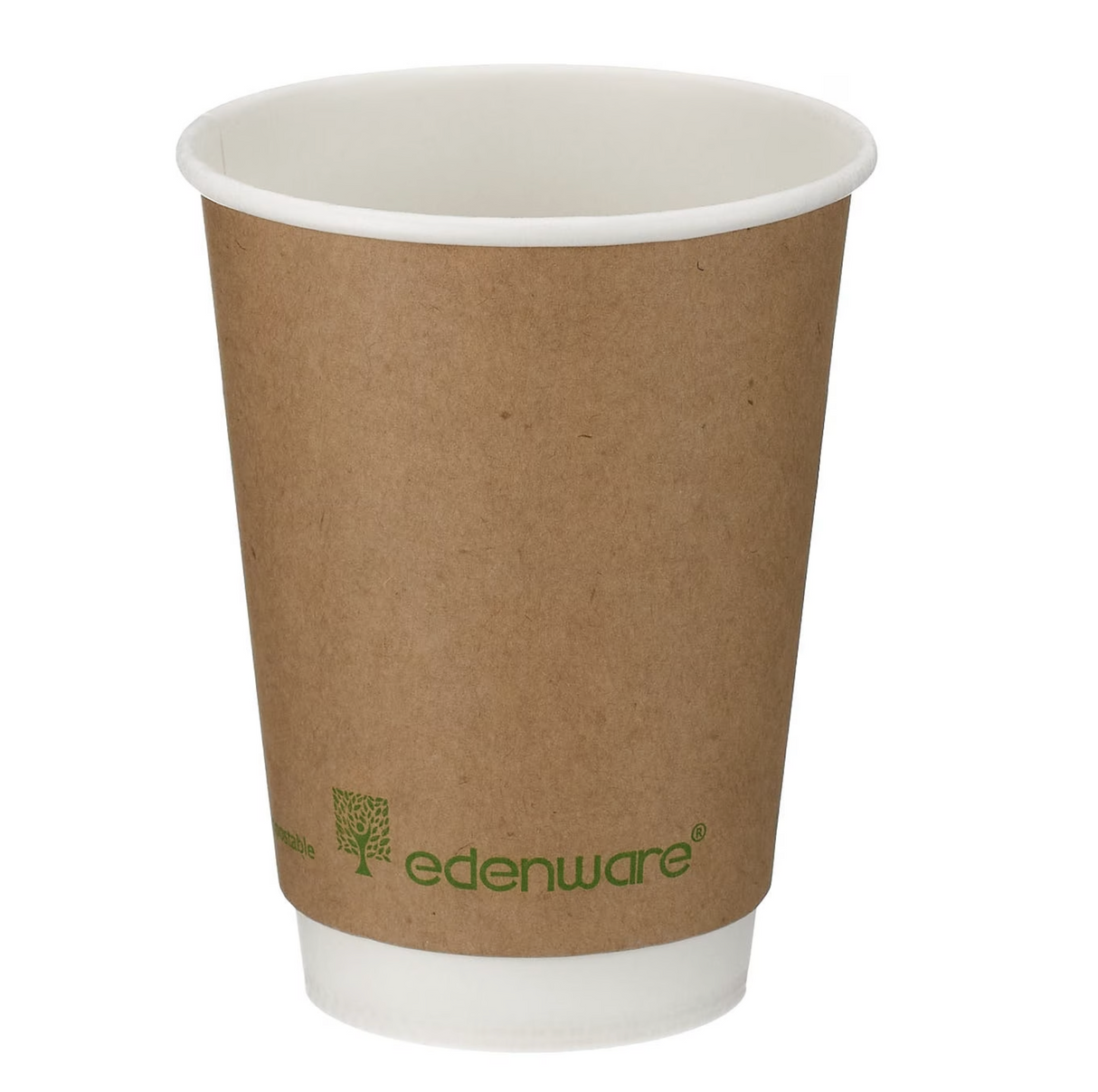 Edenware - 12oz Compostable Biodegradable Takeaway Coffee Cups, Kraft Double Walled (PLA LINED) - (Box of 500)