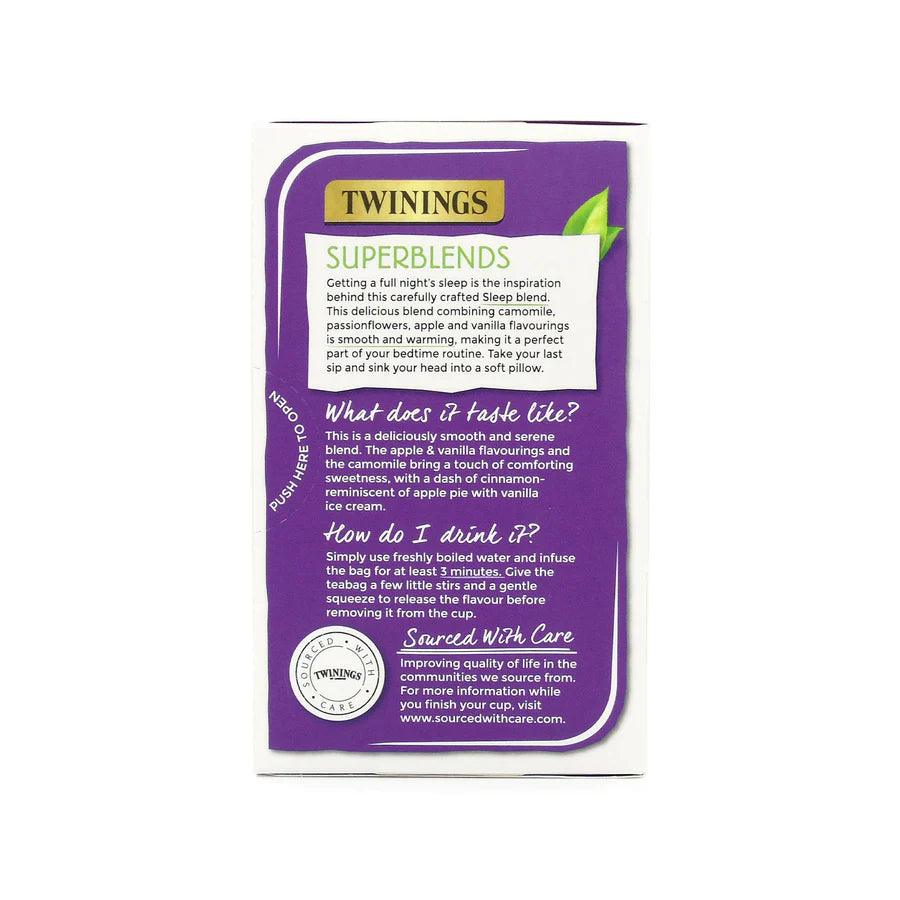 Twinings Tea: Superblends Sleep Spiced Apple & Vanilla with Camomile and Passionflowers Envelope Tea Bags - 20 Bags - Vending Superstore