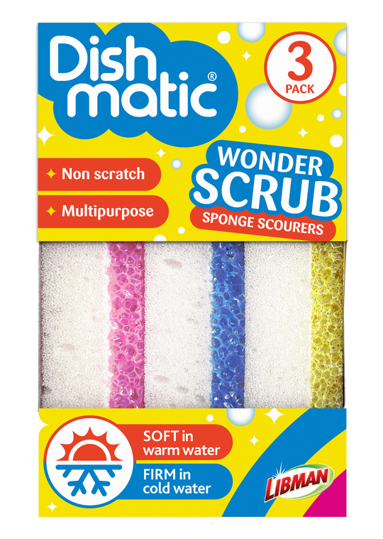 Dishmatic Wonder Scrub Sponge Scourers - Pack of 3