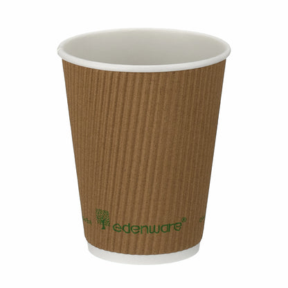 12oz Edenware Compostable Ripple Takeaway Coffee Cups - Case of 500
