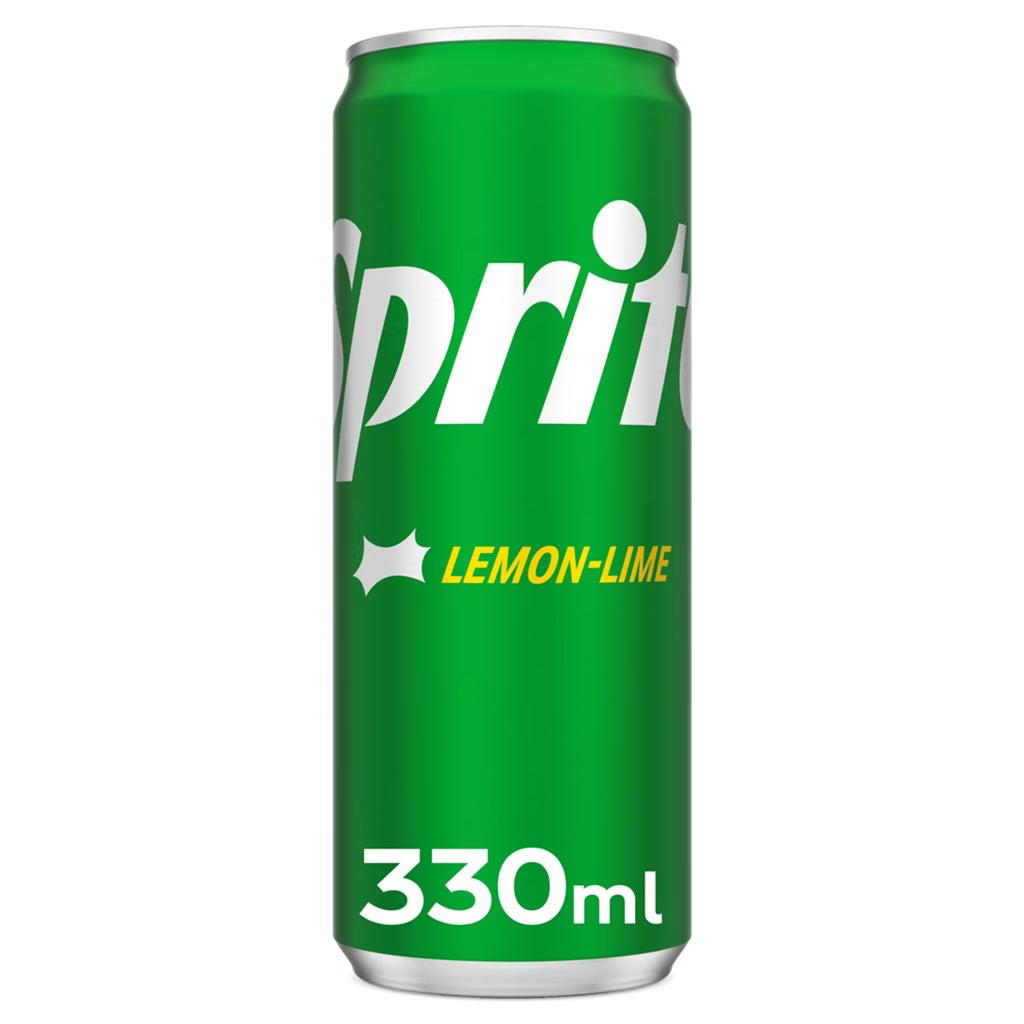 Sprite Lemon & Lime Fizzy Soft Drink Sleek Can 330ml - Case of 24