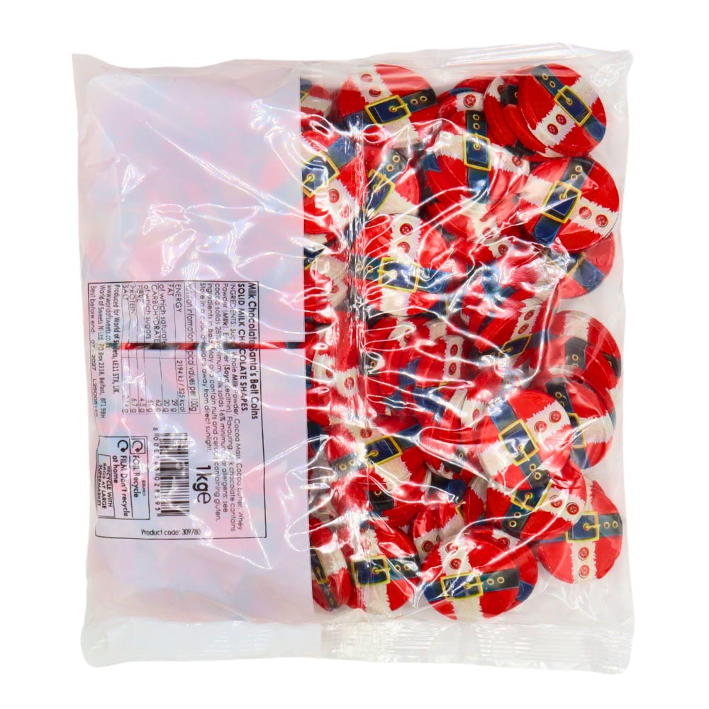 Kingsway Santa's Belt Milk Chocolate Coins in full 1kg bag